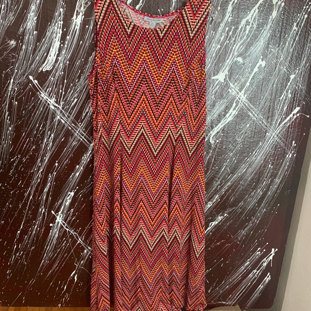 Danny and Nicole Women 14 Maxi Dress Chevron Geometric Sleeveless Multi-Color